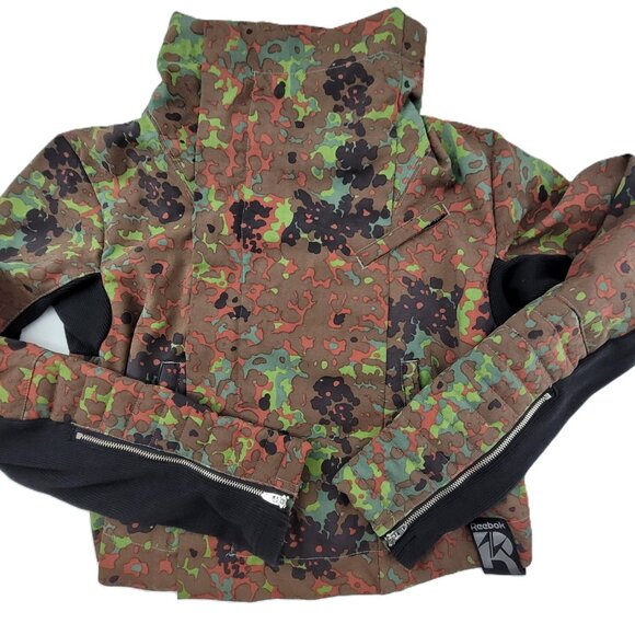 REEBOK x ALICIA KEYS RARE Camo Military Cargo Reptile Cropped Jacket Moto HTF - Picture 3 of 16